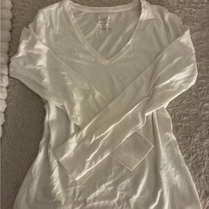 Banana Republic Cream V-Neck Long Sleeve Top